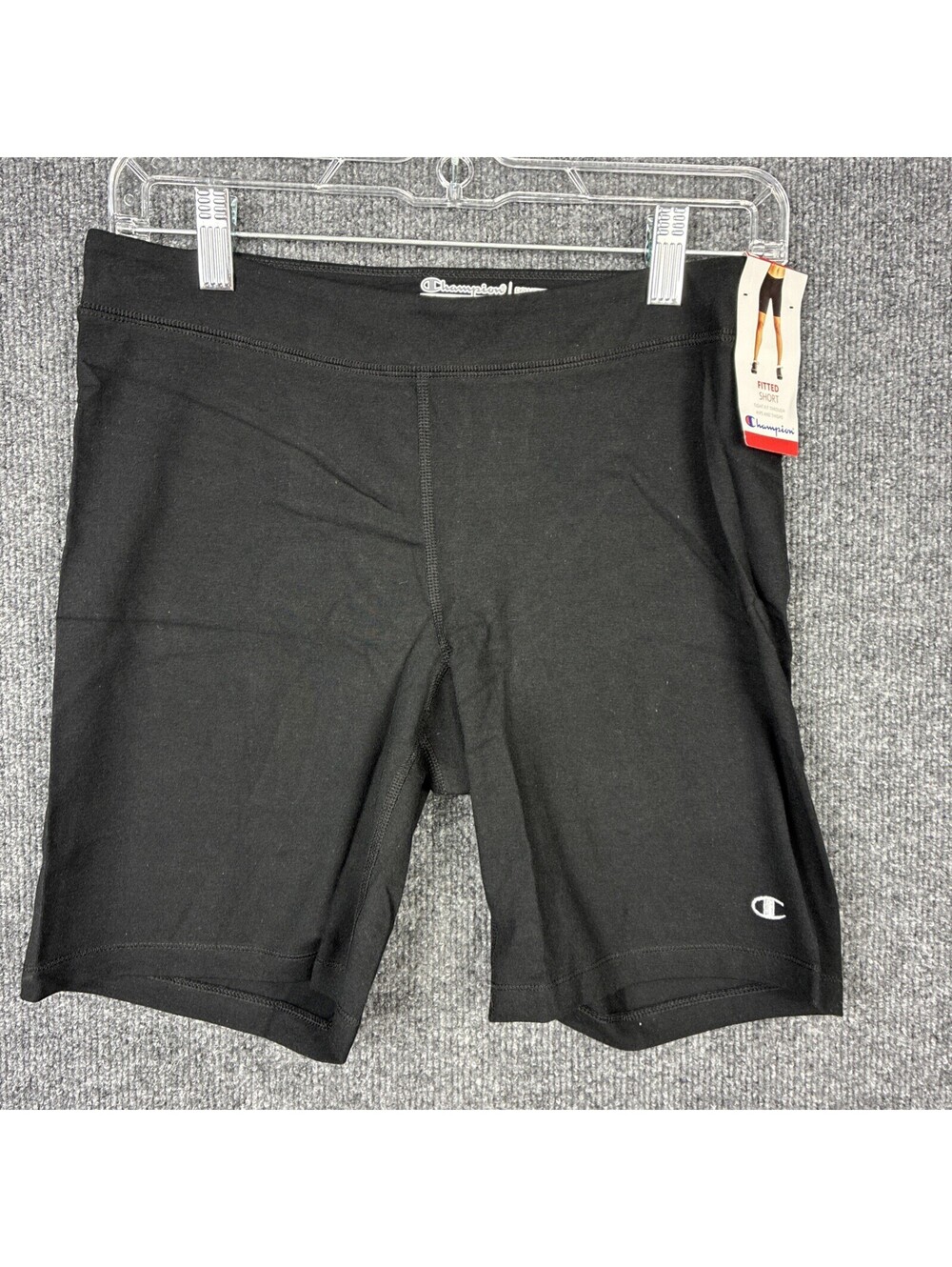 Champion Womens Size Large Black Activewear Stretch Cotton Fitted Shorts NWT